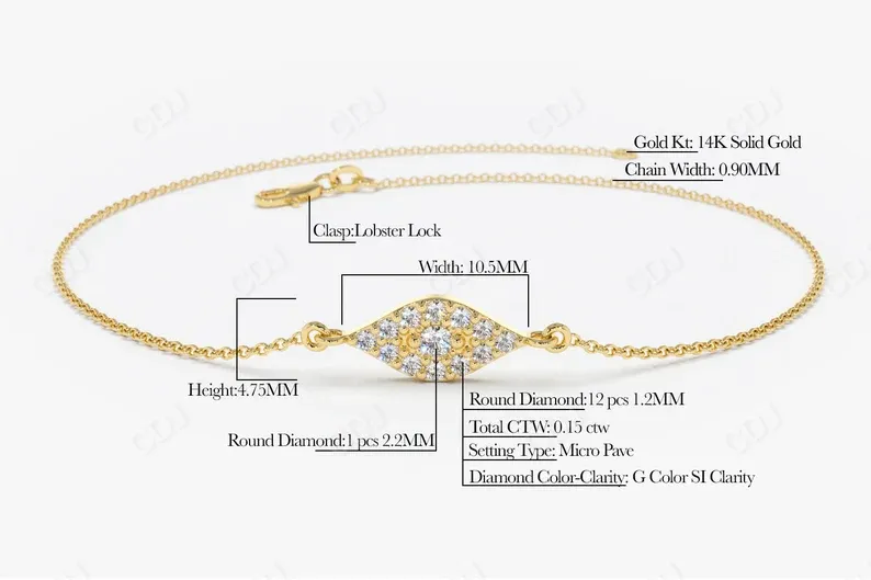 0.15 Ctw Evil Eye Lab Grown Diamond Bracelet