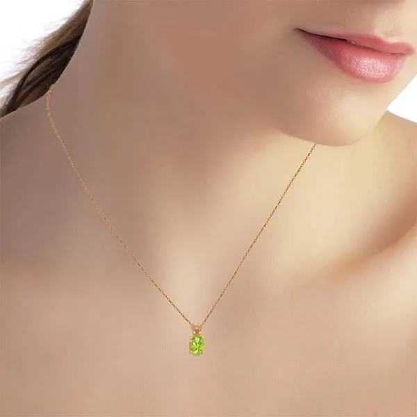 0.85 Carat 14K Solid Rose Gold Solitaire Peridot Necklace