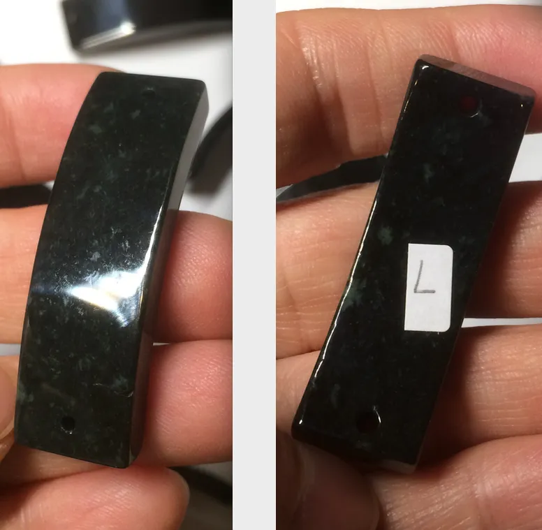 100% natural type A black jadeite jade (mocui, 墨翠) rectangle bead/craft supplies AY78