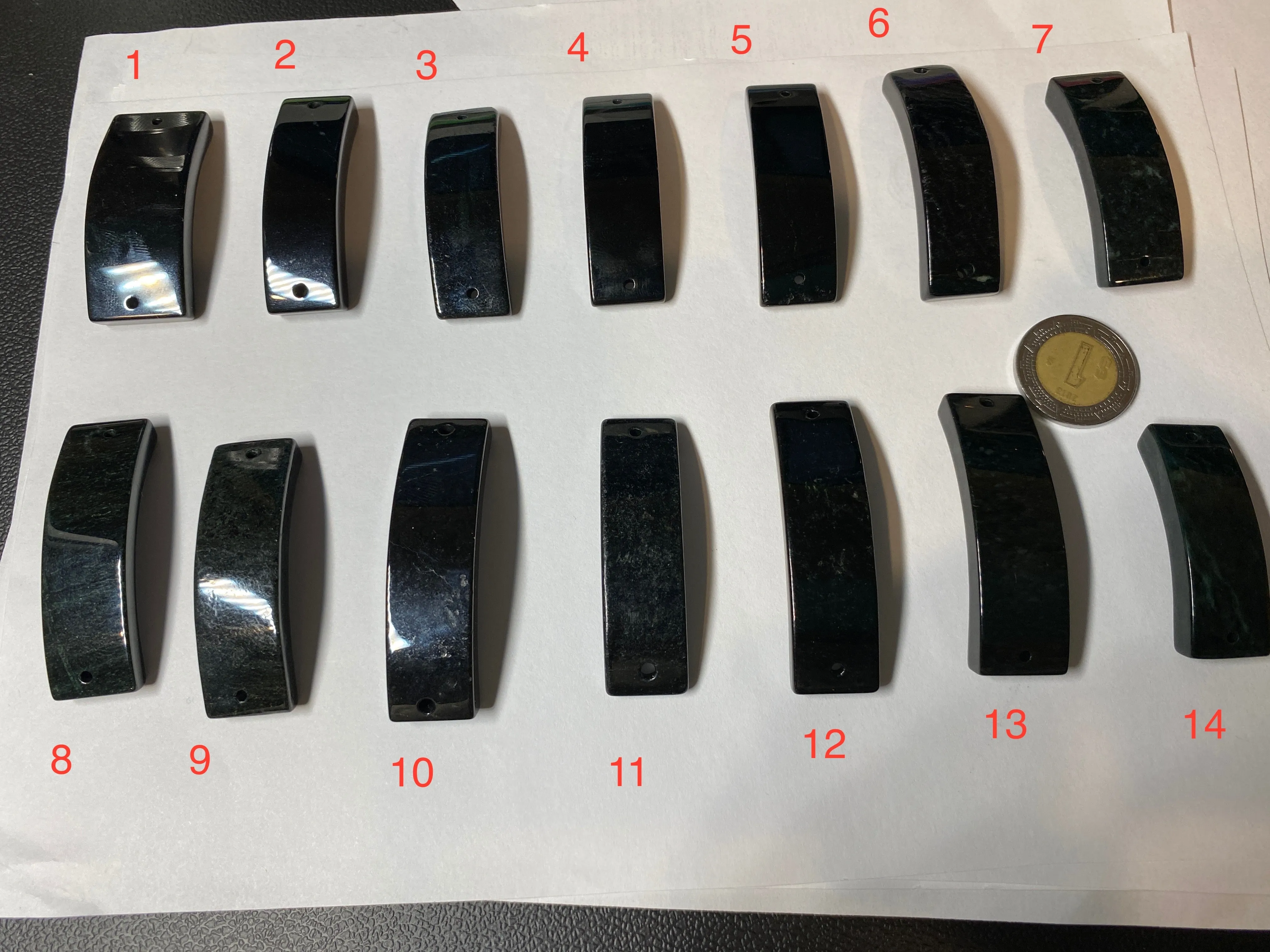 100% natural type A black jadeite jade (mocui, 墨翠) rectangle bead/craft supplies AY78