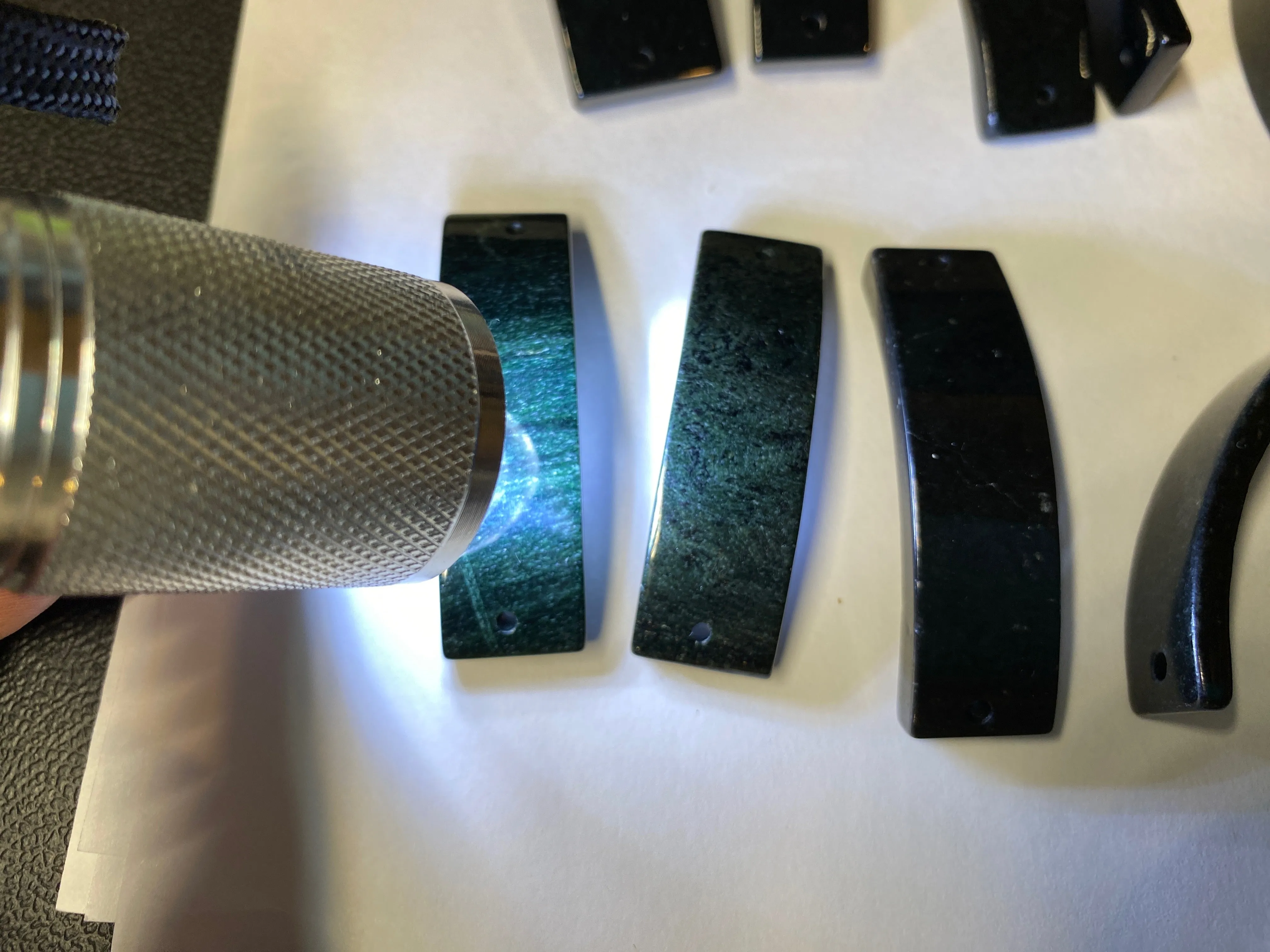 100% natural type A black jadeite jade (mocui, 墨翠) rectangle bead/craft supplies AY78