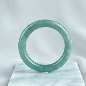101855 55.4mm Translucent Watery Green Rounded Jadeite Bangle