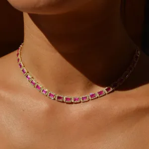 10.33ct Diamond Ruby 14K Gold Choker Necklace