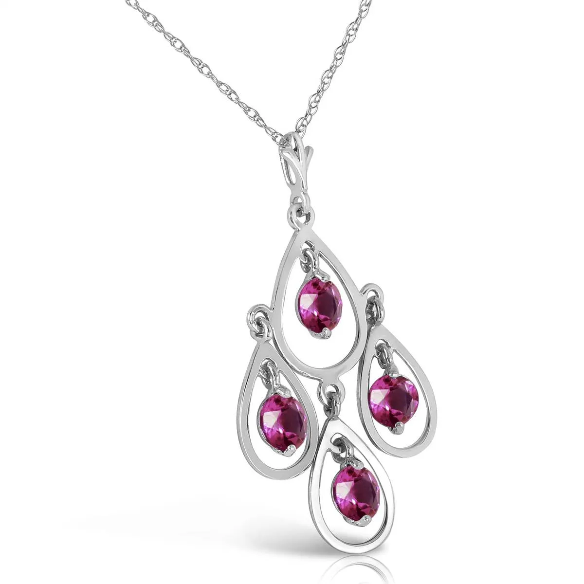 1.2 Carat 14K Solid White Gold Full Moon Amethyst Necklace