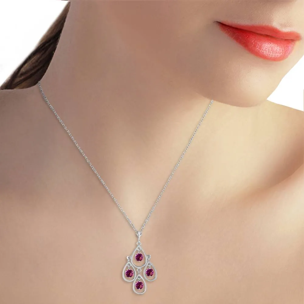 1.2 Carat 14K Solid White Gold Full Moon Amethyst Necklace