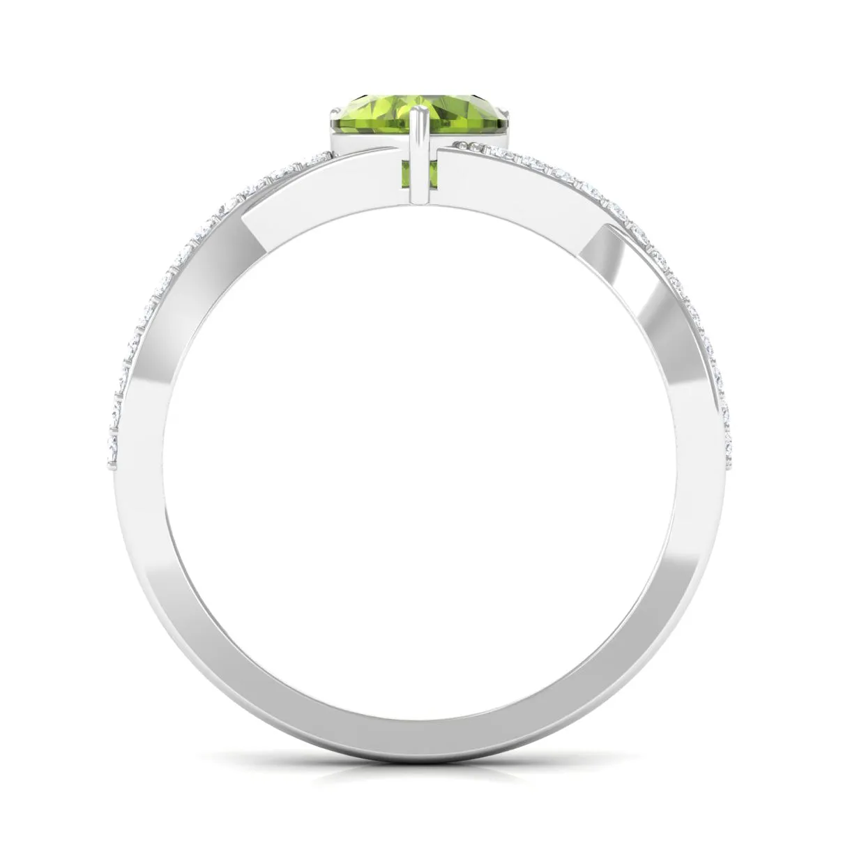 1.25 CT Heart Shape Peridot Solitaire Ring with Diamond Accent