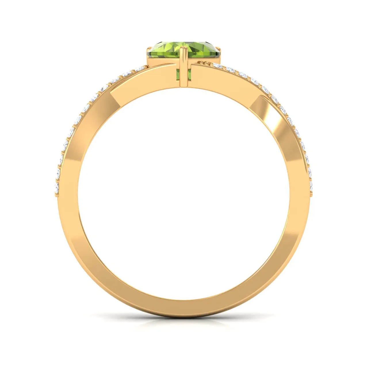 1.25 CT Heart Shape Peridot Solitaire Ring with Diamond Accent