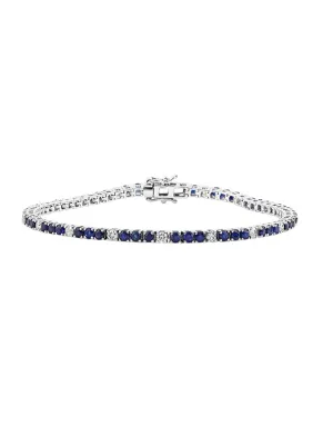 14ct White Gold Natural Sapphire and Diamond Tennis Bracelet - 785948