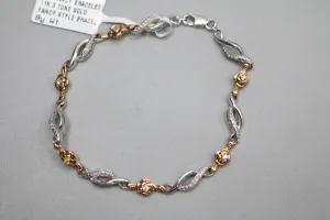 14K 2 Tone Gold Rose and Infinity Diamond Bracelet (.27CTW)(6 3/4")