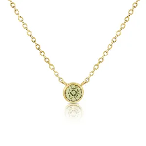 14K Gold Peridot Bezel Necklace
