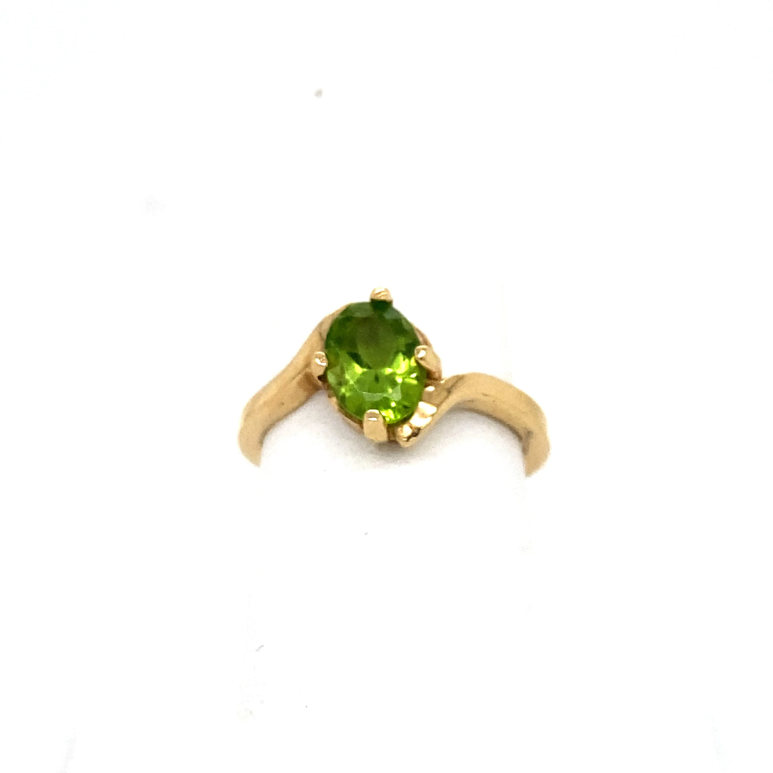14k Oval Peridot Ring with Bypass Design