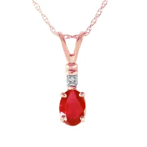 14K Solid Rose Gold Natural Diamond & Ruby Necklace Gemstone