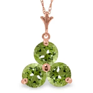 14K Solid Rose Gold Peridot Necklace Certified New