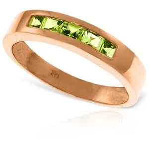 14K Solid Rose Gold Rings Natural Peridot Gemstone