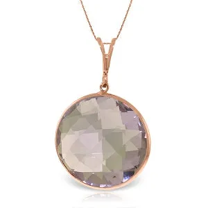 14K Solid Rose Gold Round Amethyst Necklace Gemstone