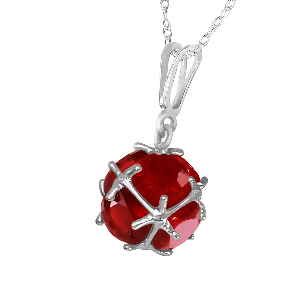 14K Solid White Gold Necklace w/ Natural Rubies
