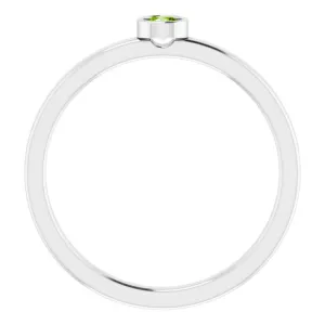 14K White 3 mm Natural Peridot Ring