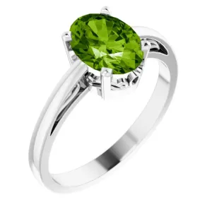 14K White 8x6 mm Oval Scroll Setting® Solitaire Ring Mounting