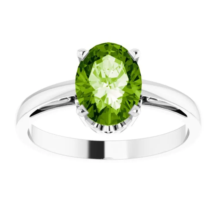 14K White 8x6 mm Oval Scroll Setting® Solitaire Ring Mounting