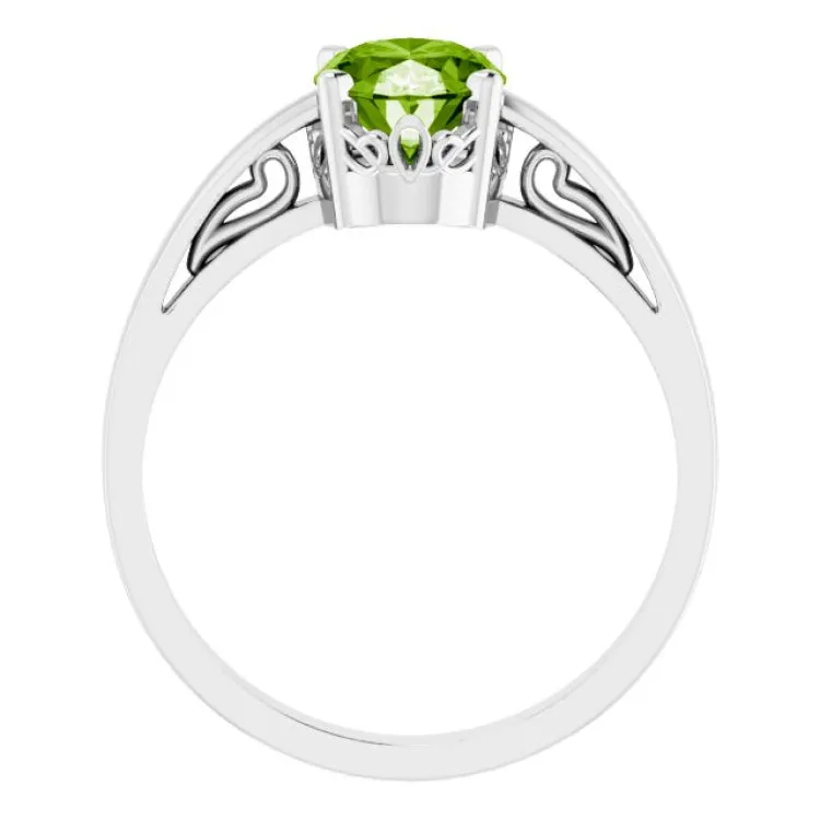14K White 8x6 mm Oval Scroll Setting® Solitaire Ring Mounting
