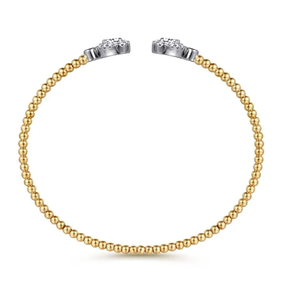 14K White and Yellow Gold Diamond Bujukan Bangle