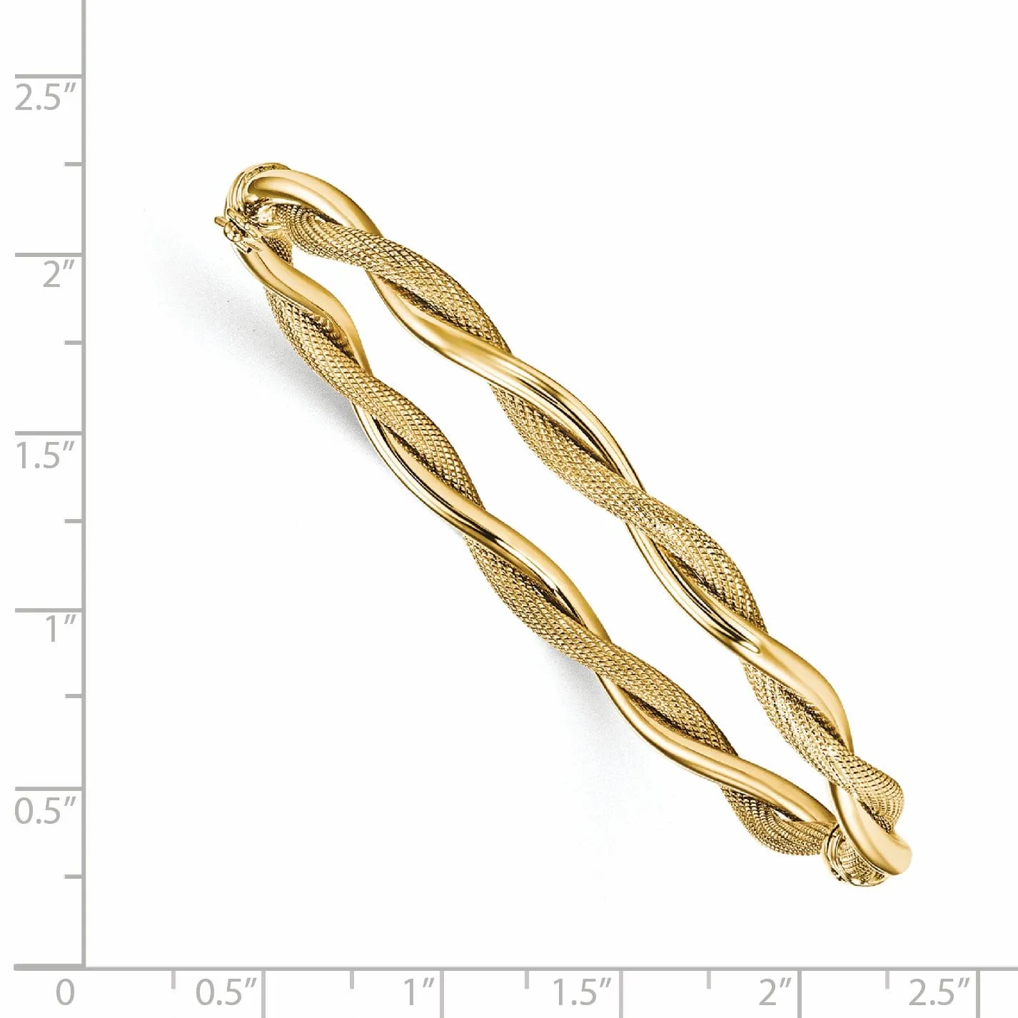 14k Yellow Gold Polished Textured Twist Bangle