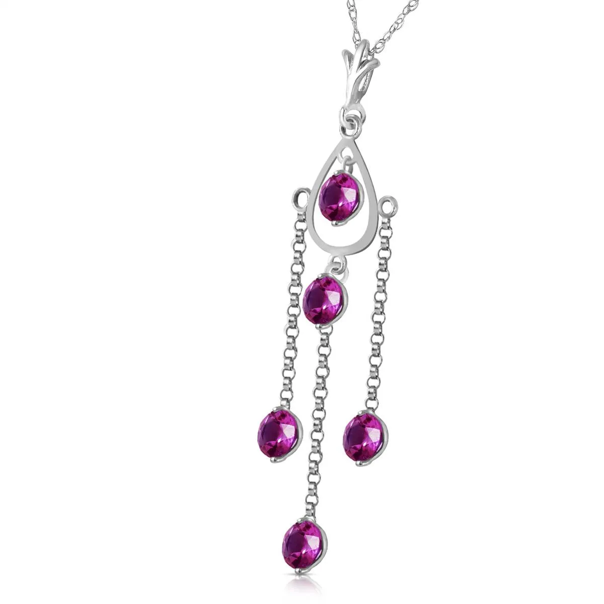 1.5 Carat 14K Solid White Gold Rising Star Amethyst Necklace