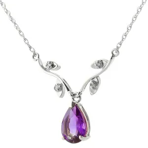 1.52 Carat 14K Solid White Gold She Holds Me Amethyst Diamond Necklace