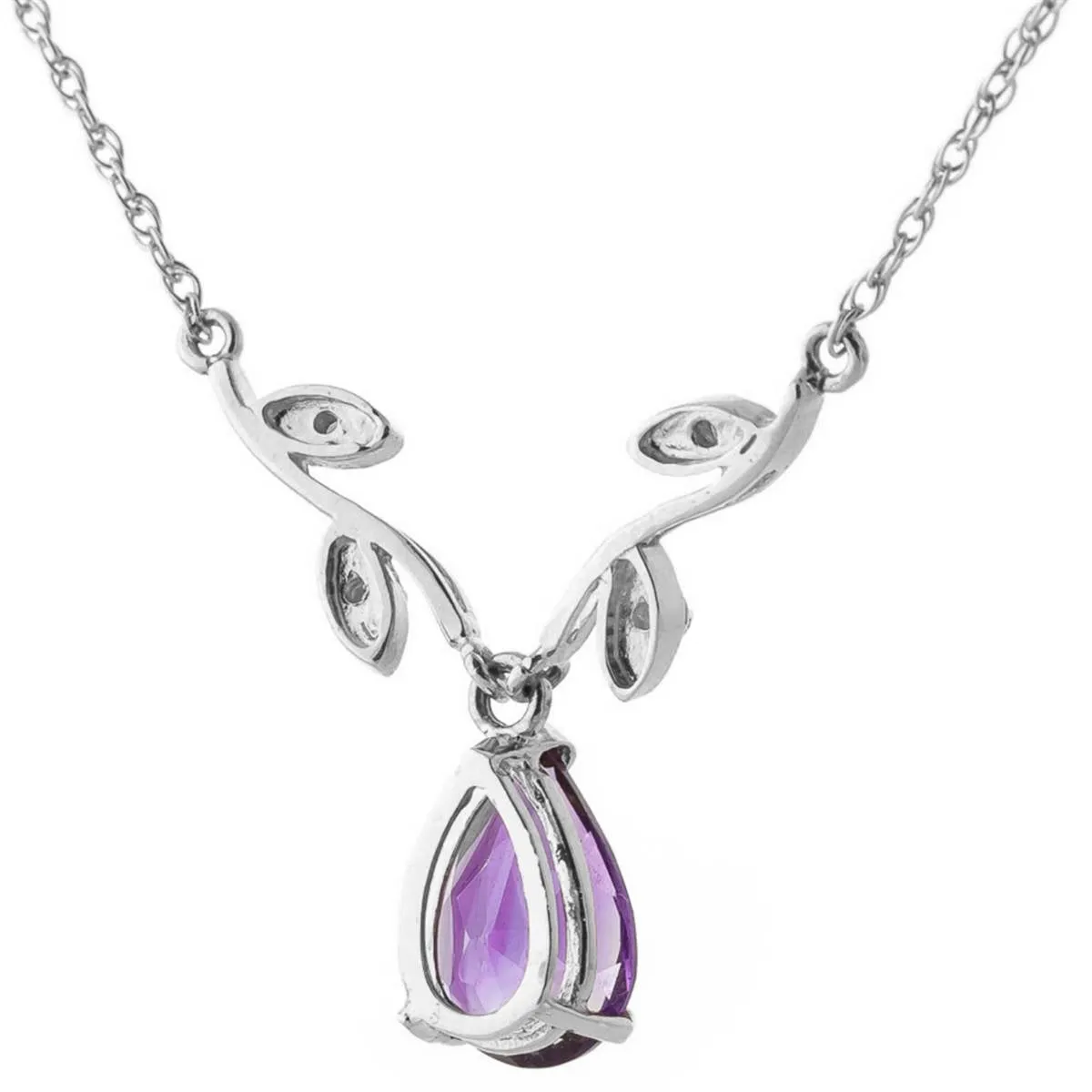 1.52 Carat 14K Solid White Gold She Holds Me Amethyst Diamond Necklace