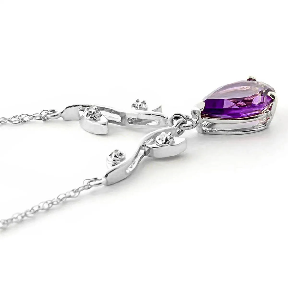 1.52 Carat 14K Solid White Gold She Holds Me Amethyst Diamond Necklace