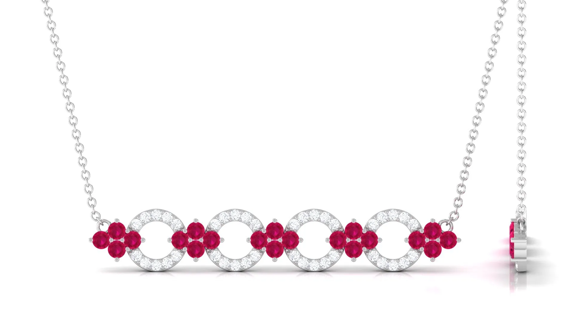 1.75 CT Ruby and Diamond Bridal Bar Necklace