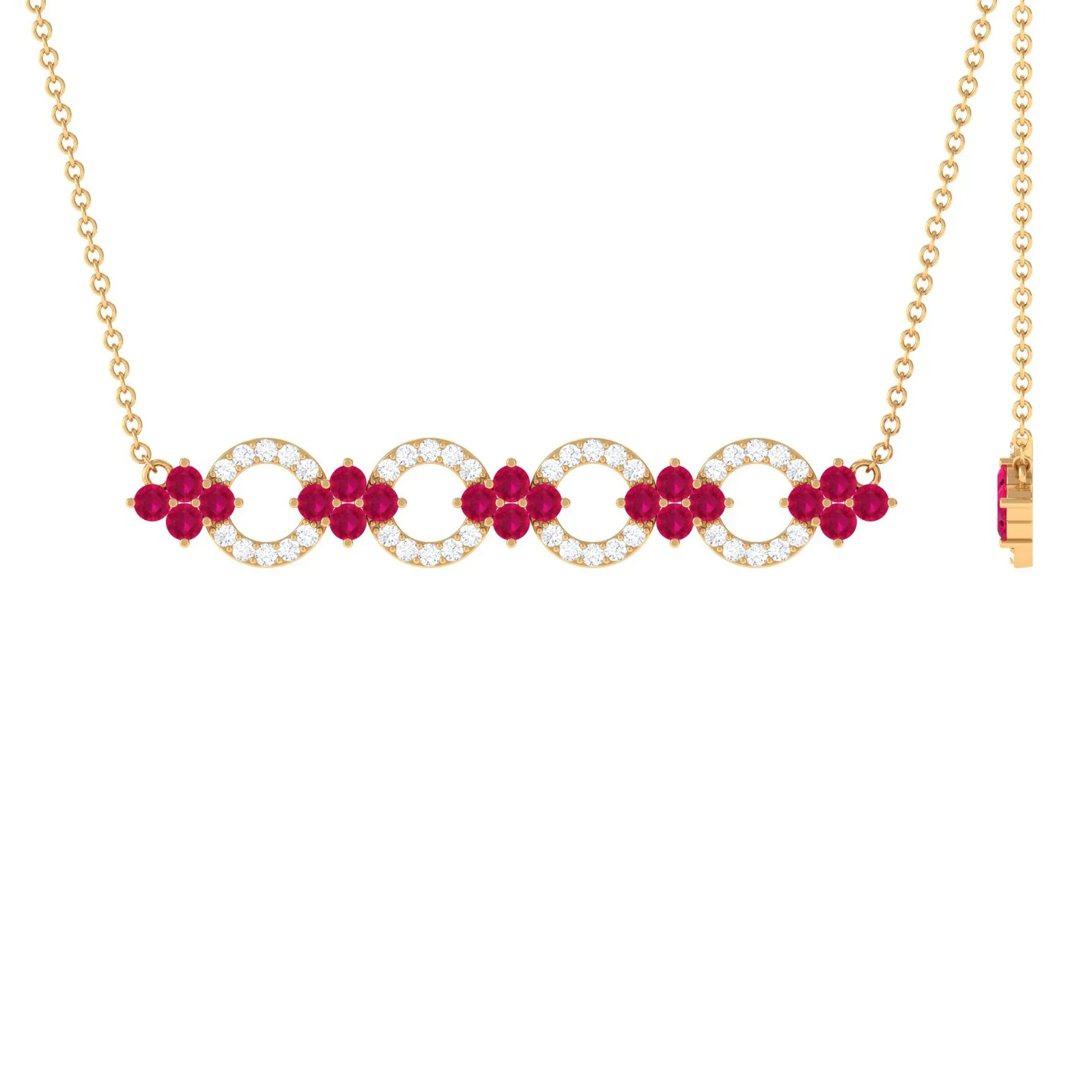1.75 CT Ruby and Diamond Bridal Bar Necklace