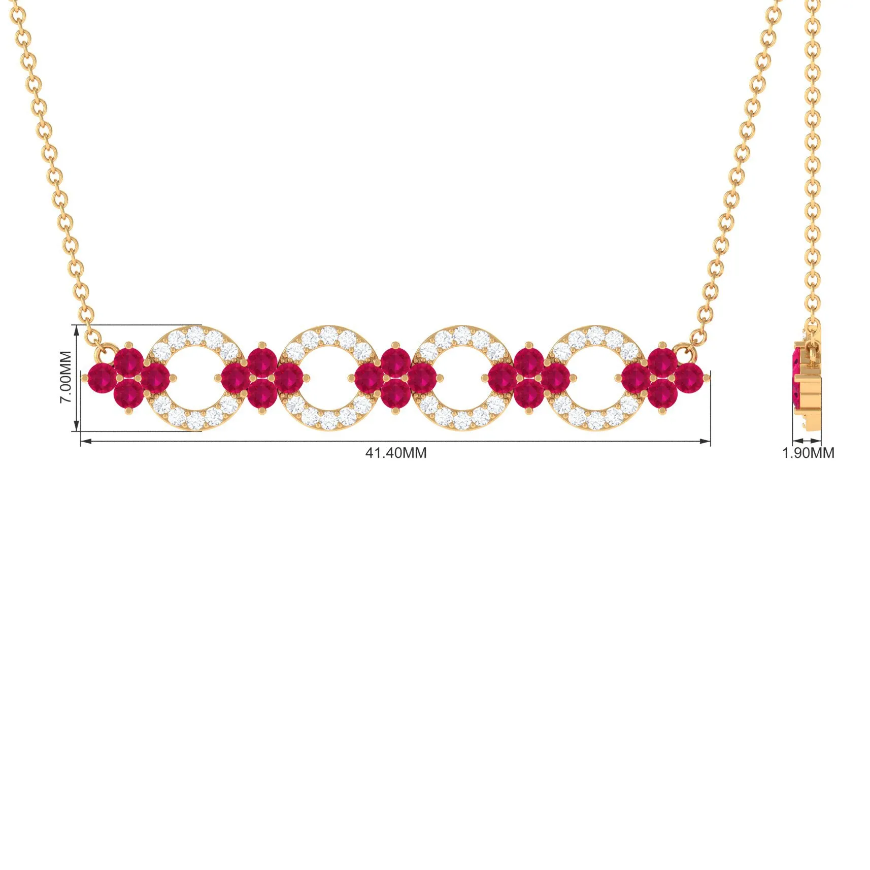 1.75 CT Ruby and Diamond Bridal Bar Necklace