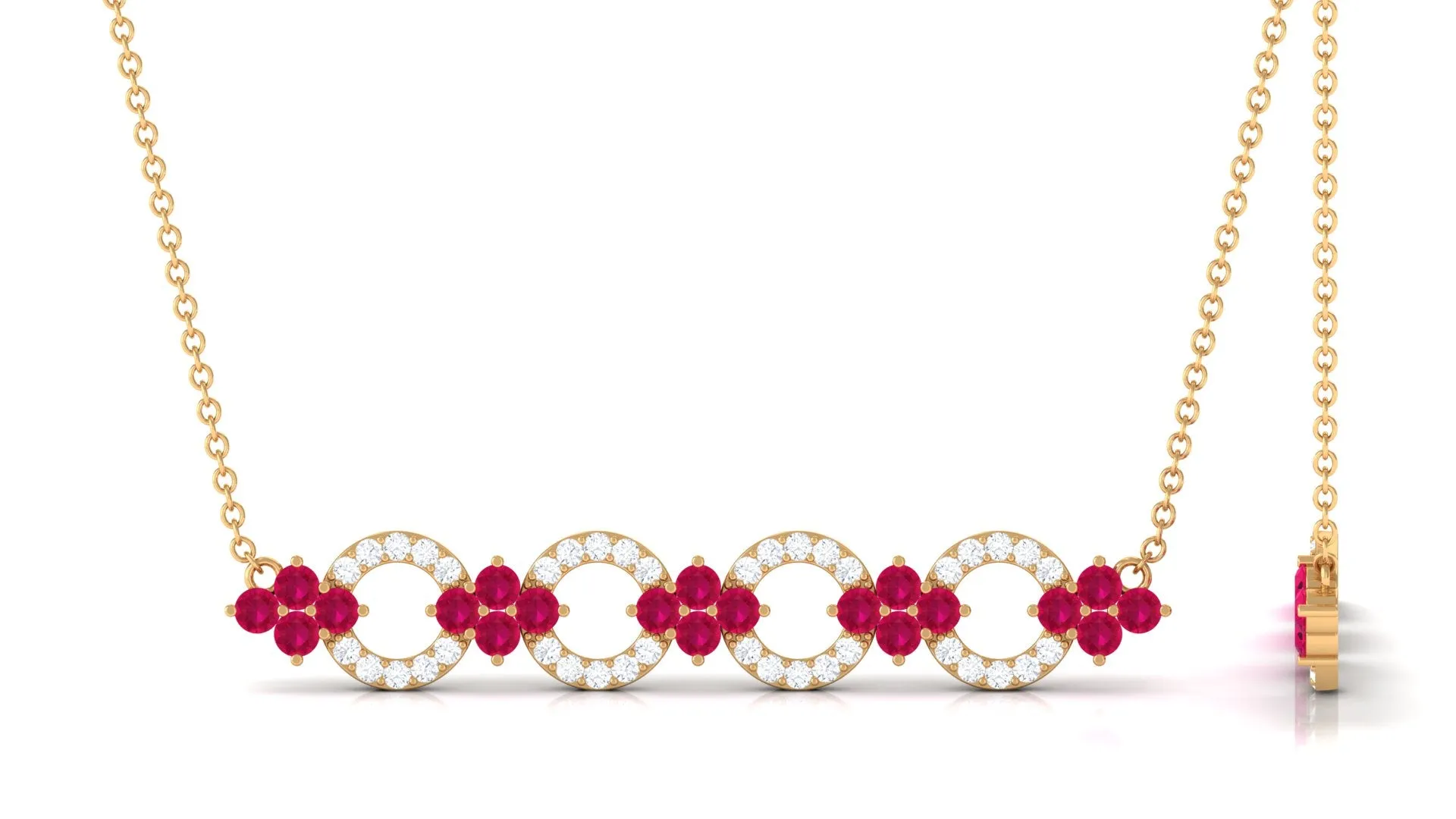 1.75 CT Ruby and Diamond Bridal Bar Necklace
