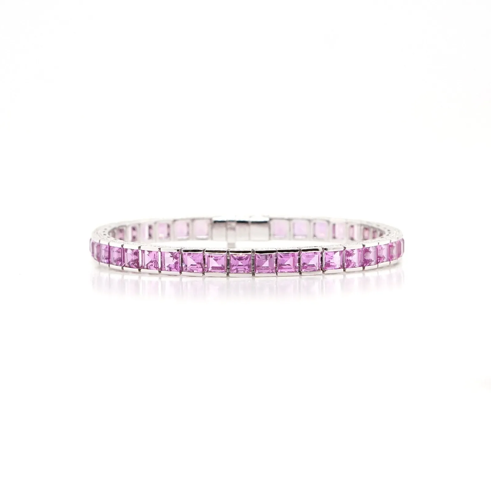 18.42 cts Princess Fancy Sapphire Tennis Bracelet