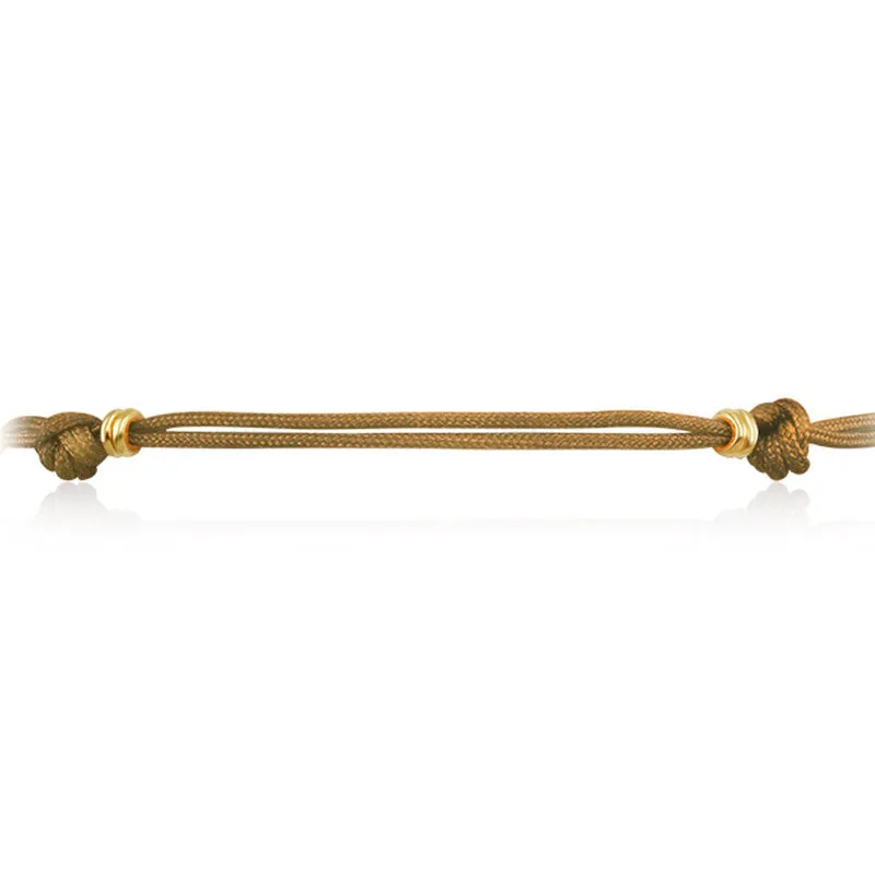 18k Gold Golden Brown Tassel Bracelet with Gold Beads