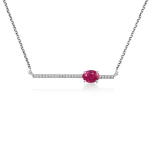 18k Gold Line Diamond Necklace with Ruby
