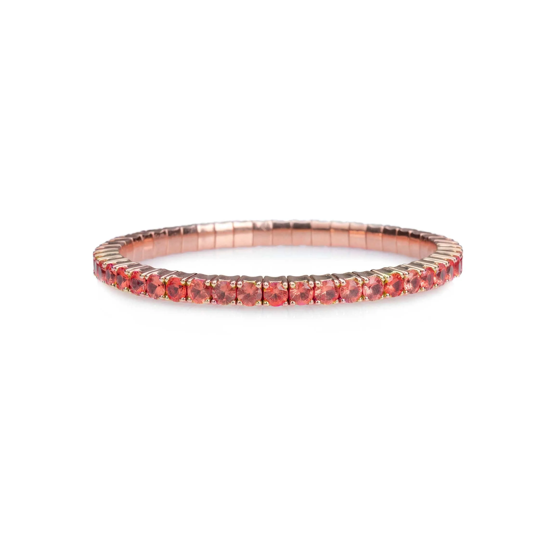 18K Gold Stretch Orange Sapphire Tennis Bracelet, 2.25-8.58 Carats