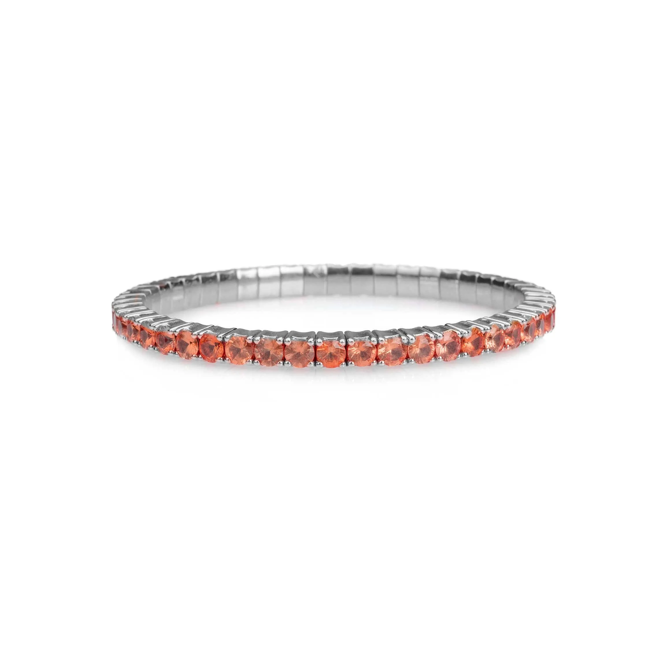 18K Gold Stretch Orange Sapphire Tennis Bracelet, 2.25-8.58 Carats