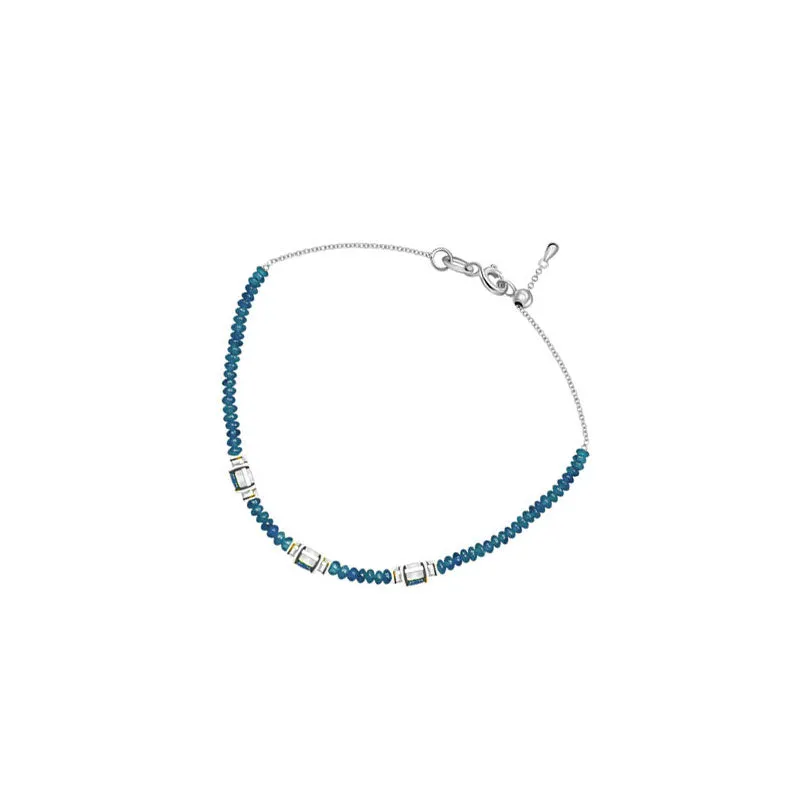 18k Gold Triple Sapphire Diamond Bracelet with Beaded Sapphire