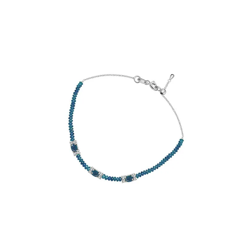 18k Gold Triple Sapphire Diamond Bracelet with Beaded Sapphire