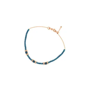 18k Gold Triple Sapphire Diamond Bracelet with Beaded Sapphire