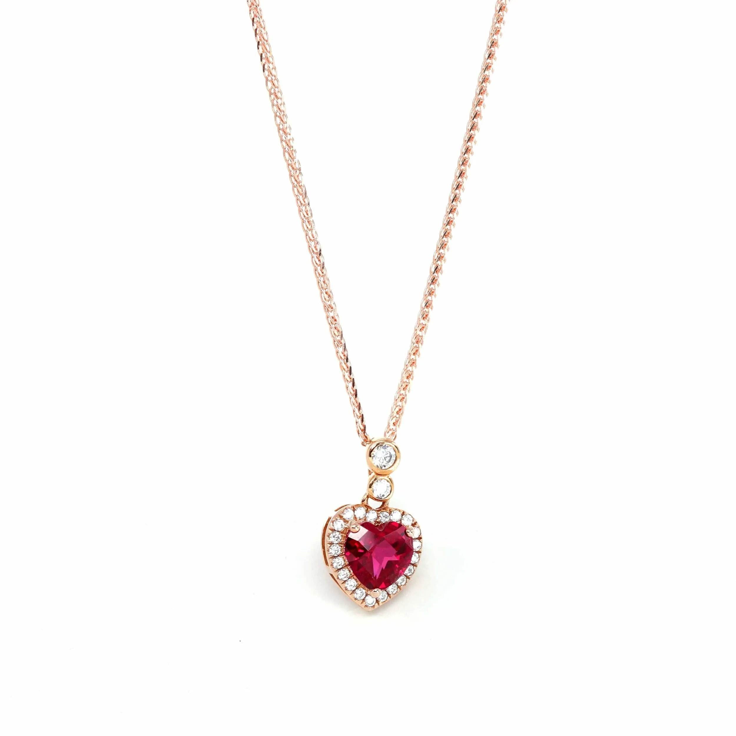 18k Rose Gold  Lab. Created Ruby & CZ Pendant