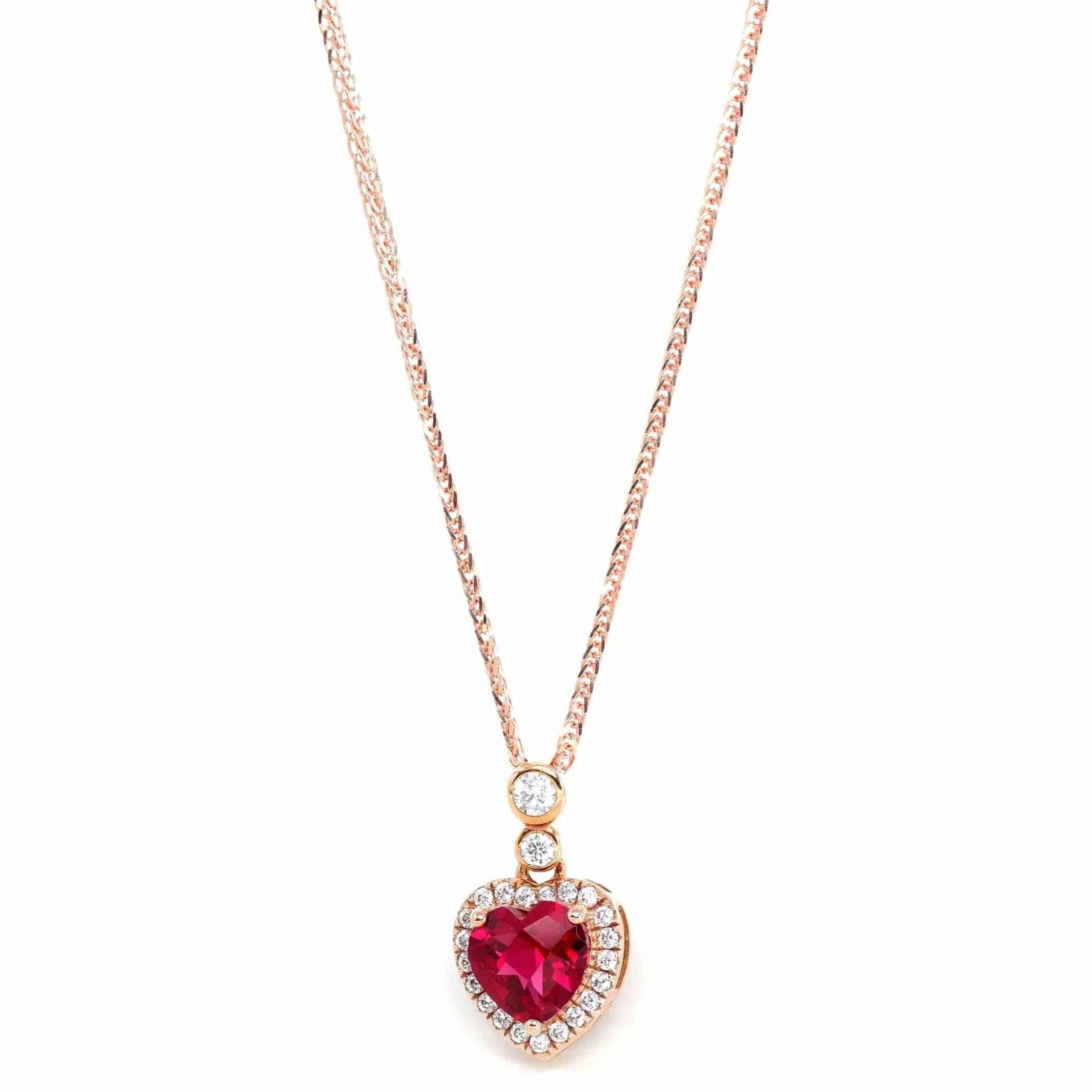 18k Rose Gold  Lab. Created Ruby & CZ Pendant