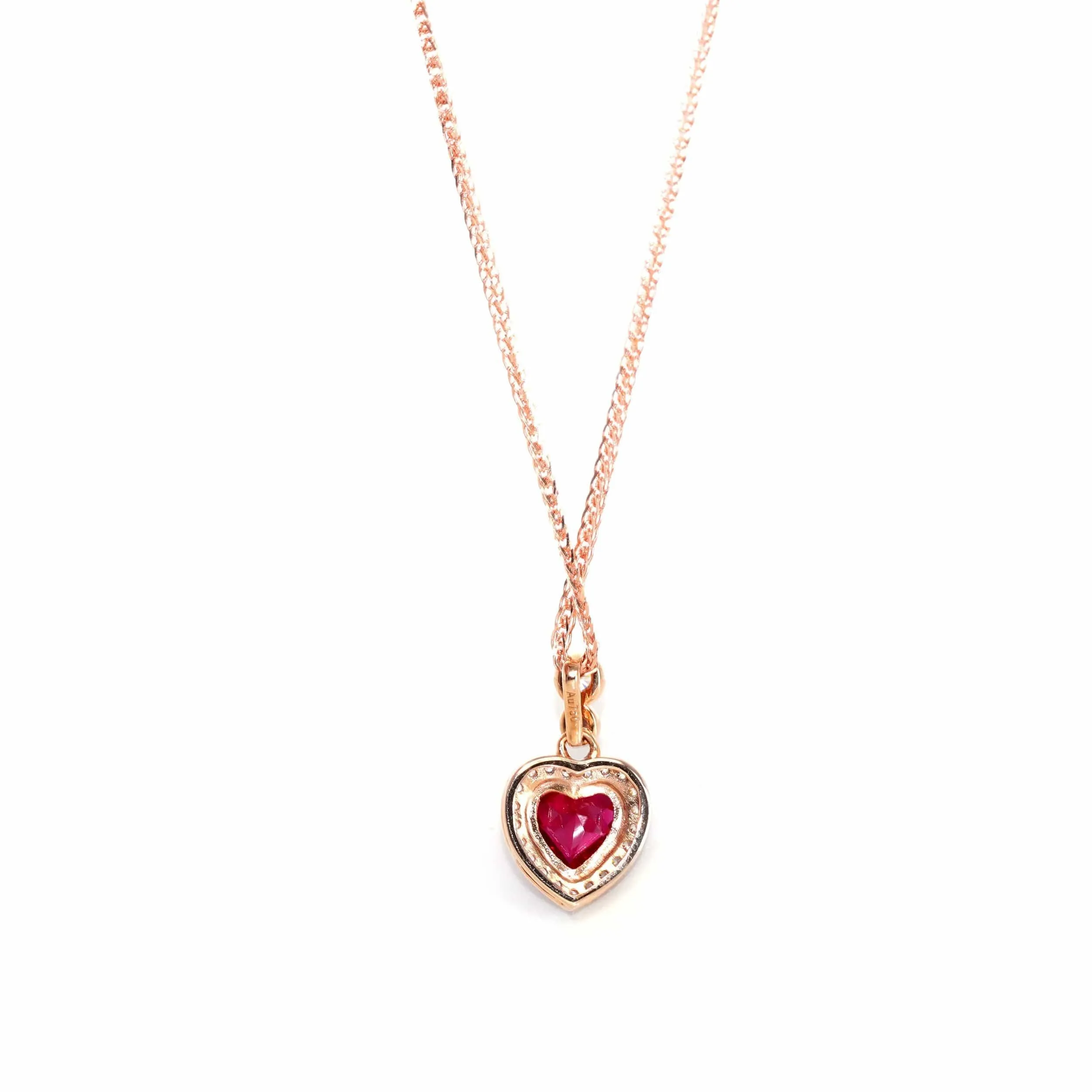 18k Rose Gold  Lab. Created Ruby & CZ Pendant