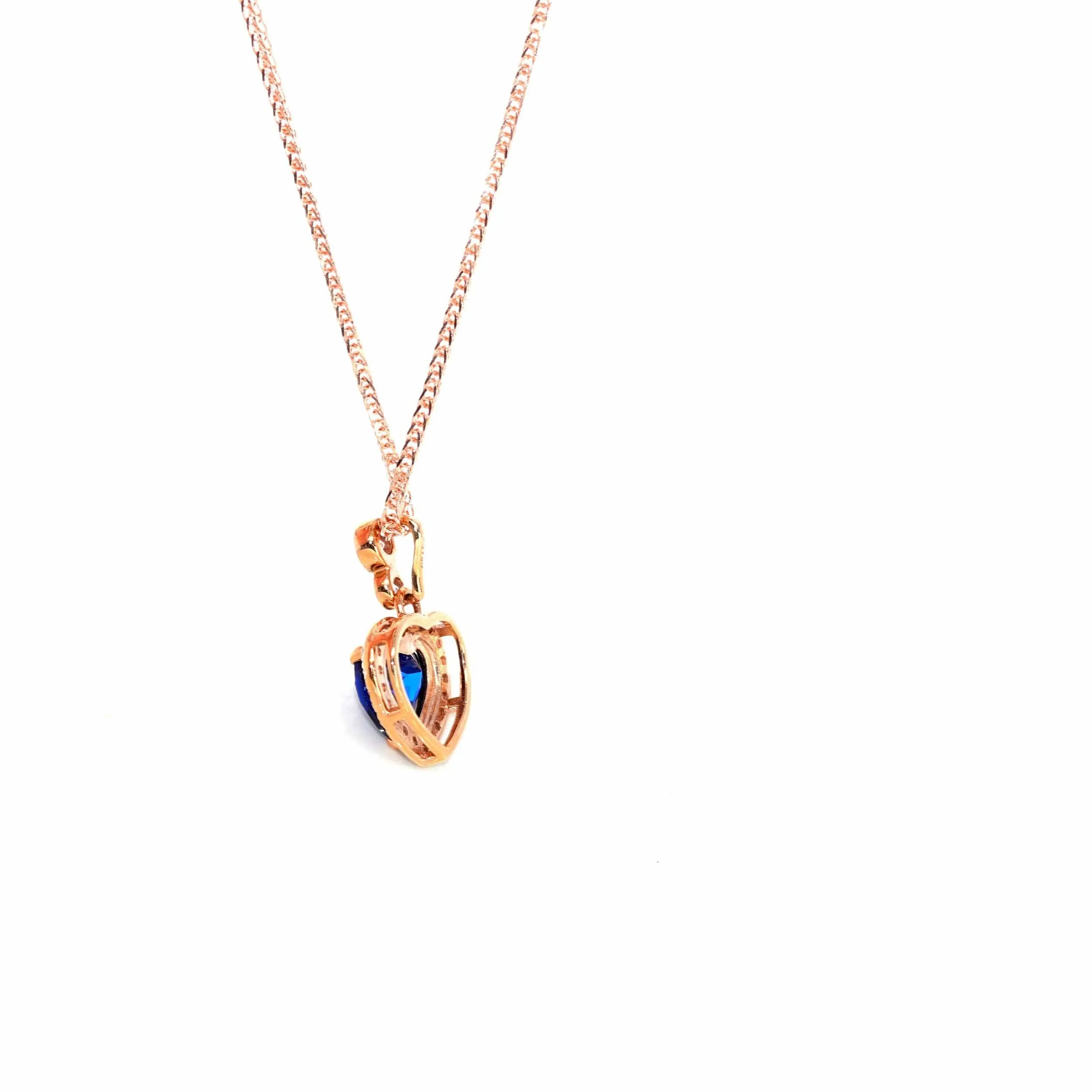 18k Rose Gold Lab. Created Sapphire, Ruby & CZ Pendant Necklace