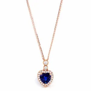 18k Rose Gold Lab. Created Sapphire, Ruby & CZ Pendant Necklace