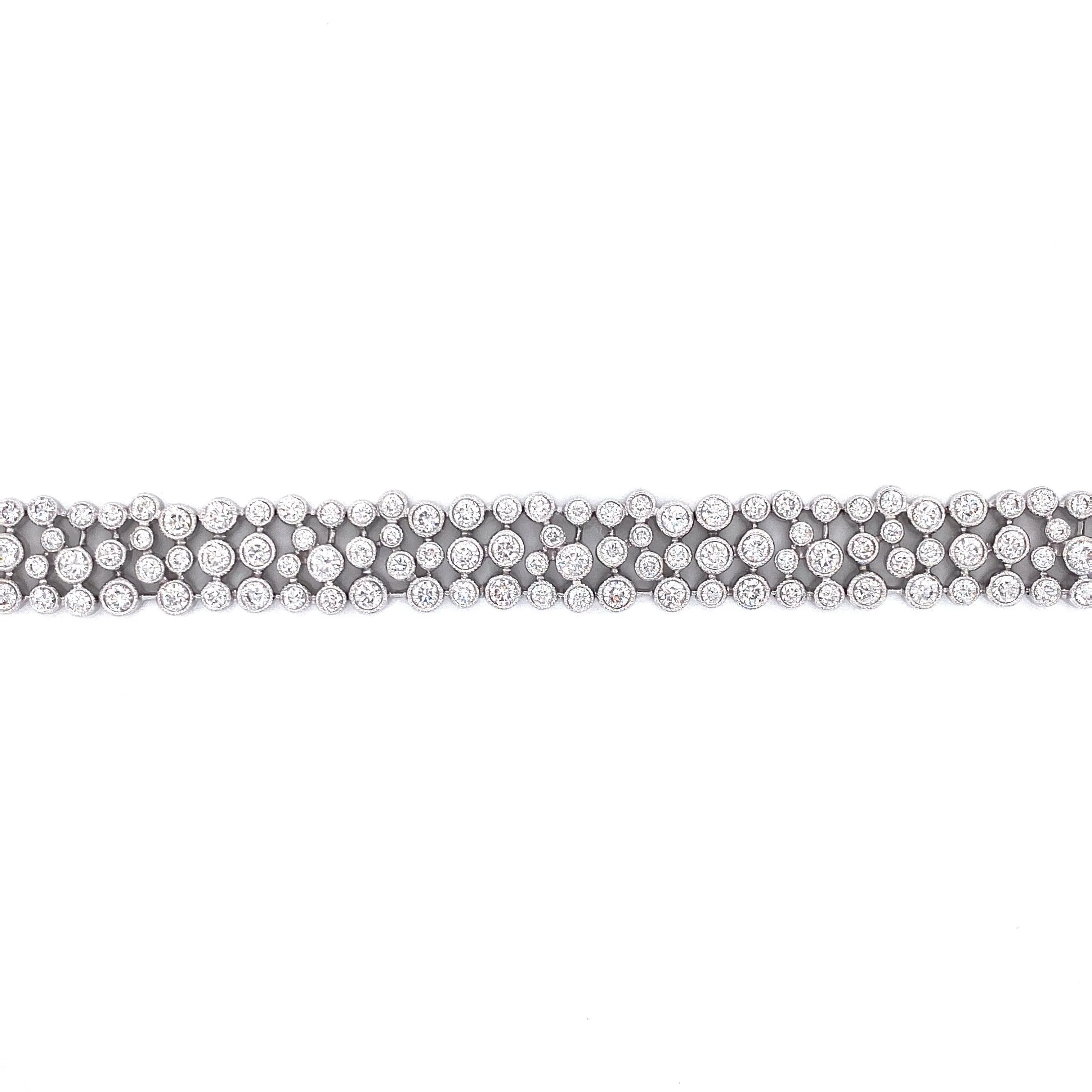 18K White Gold Diamond Milgrain Abstract Bracelet