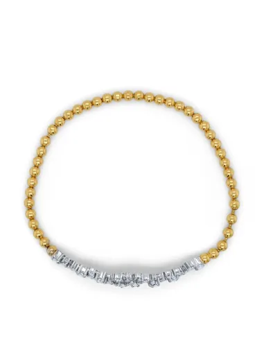 18K Yellow Gold Beaded Bangle Bracelet