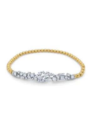 18K Yellow Gold Beaded Bangle Bracelet